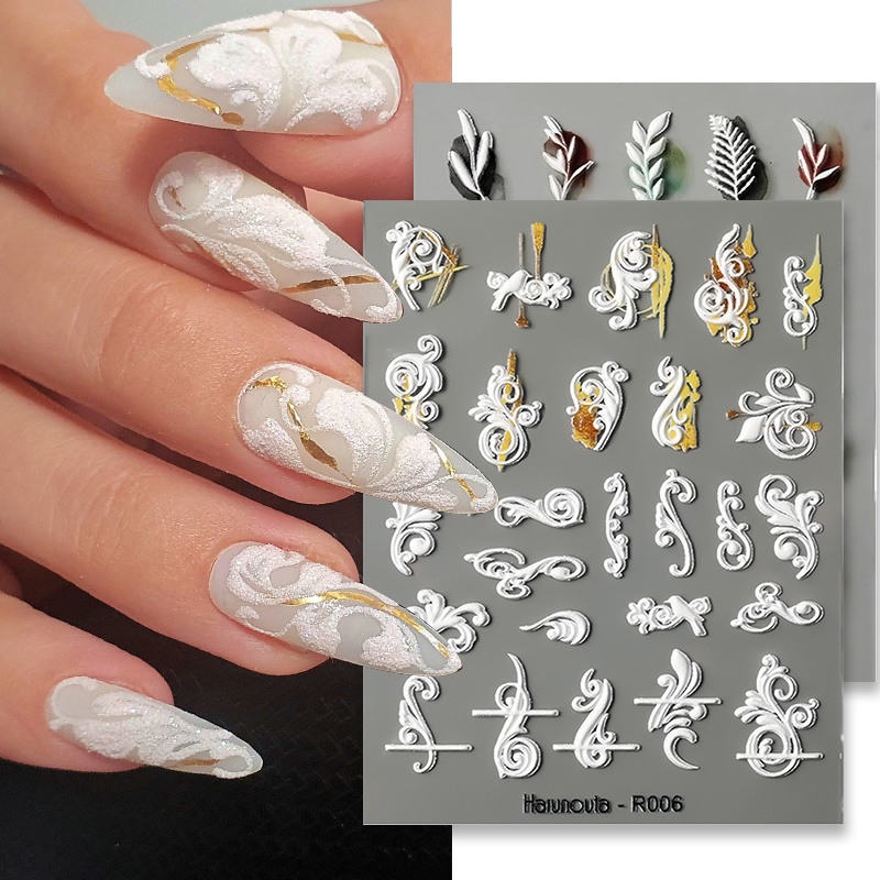 Stiker Nail Art 5D Timbul Bunga Dan Daun Nail Art Decal Dekorasi