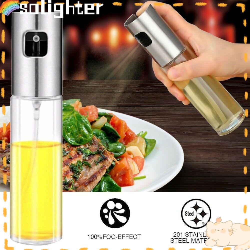 Solighter Glass Olive Oil Sprayer Sauce Bottle 100ml Dispenser BBQ Tetes Pompa Minyak Oil Pot