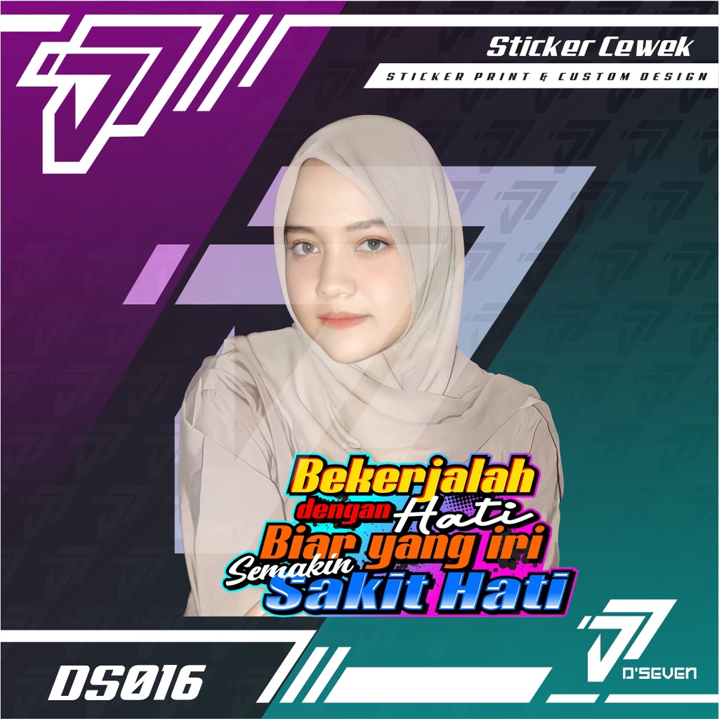 Stiker Foto Cewek Cantik Hijab Vector Custom Bisa Request Foto & Kata-kata - Stiker Mobil / Motor / 