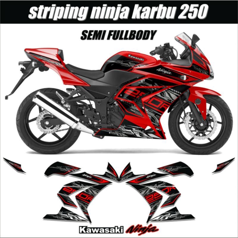 Jual STRIPING KAWASAKI NINJA 250 KARBU SEMIFULL / STIKER SKOTLET
