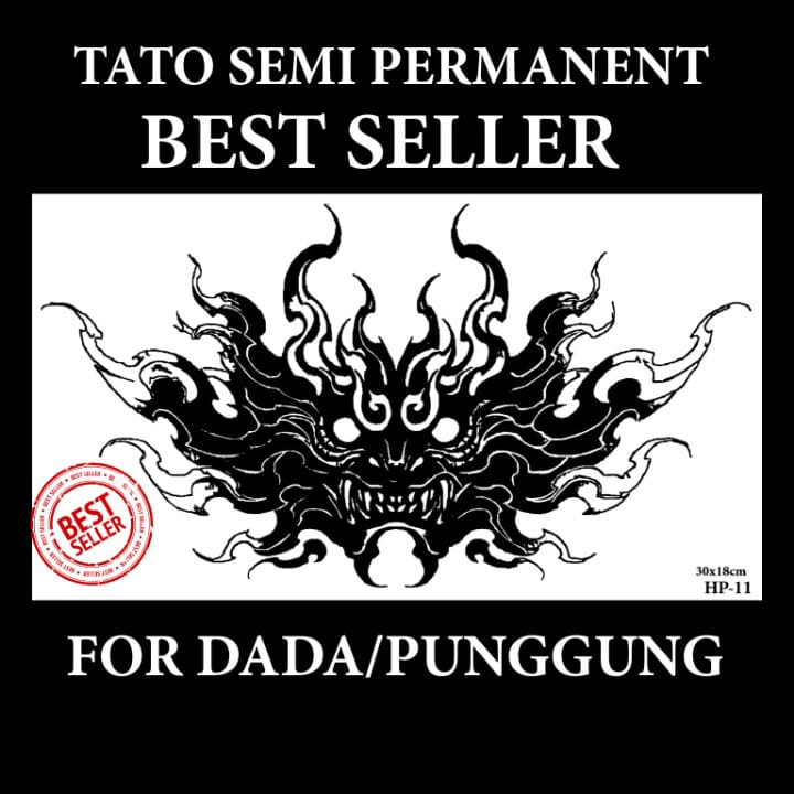 ID OFFICIAL -Stiker tato temporer semi permanen Motif Punggung Devil HP-11