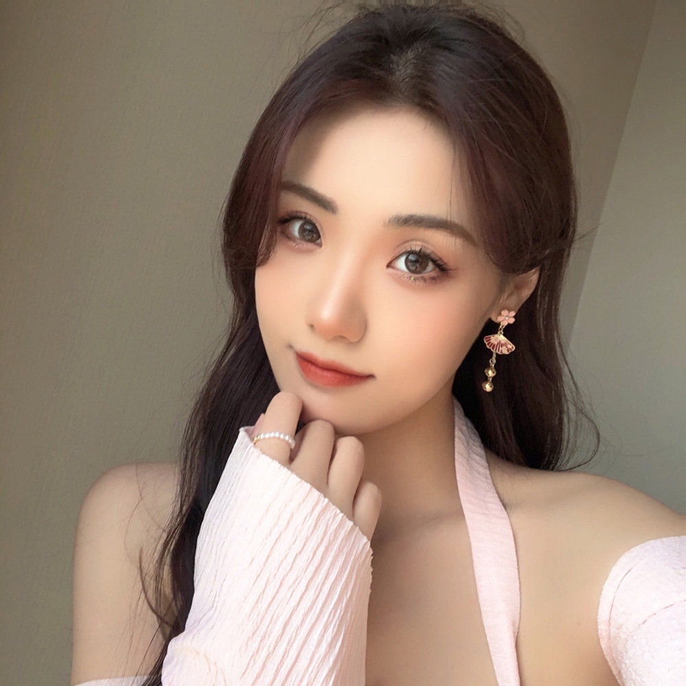 Lucky Bell Vintage Rubah Lucu Kartun Anting Asimetris Baru Temperamen Tren Anting Hewan Fashion Berbentuk Kipas Anting Paduan