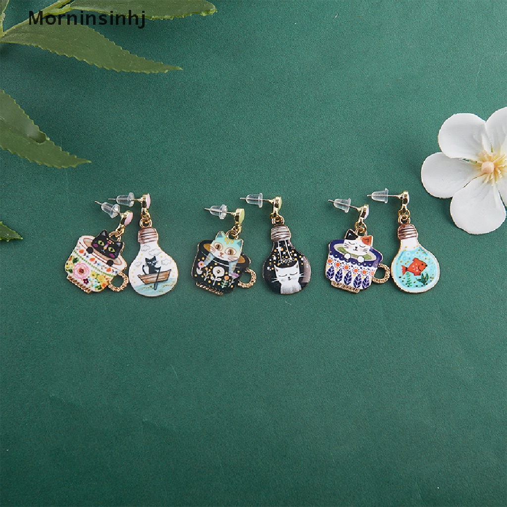 Mornin Anting Wanita Bola Lampu Kucing Cangkir Cat Enamel Ch Baru Menjuntai Drop Jewelry id