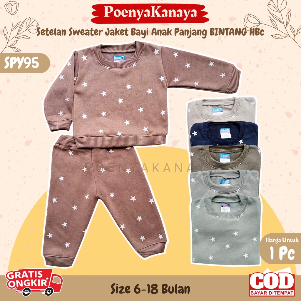 Setelan Sweater Jaket Bayi Anak Panjang BINTANG HBc Size 6-18 Bulan SPY95