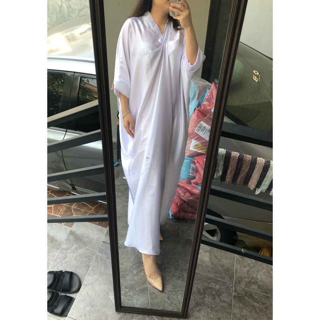 ARIEL GAMIS KAFTAN LEBARAN OVERSIZE DRESS PANJANG ATASAN WANITA SATIN SILK PREMIUM (AMD)