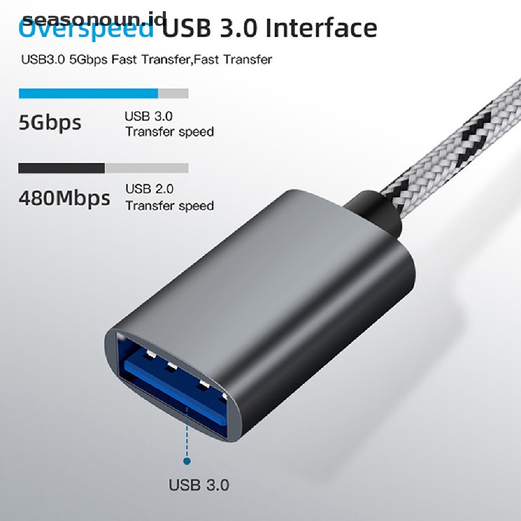 Seasonoun 2in1 type-c to USB 3.0 adapter Konektor Kabel Cas Handphone.