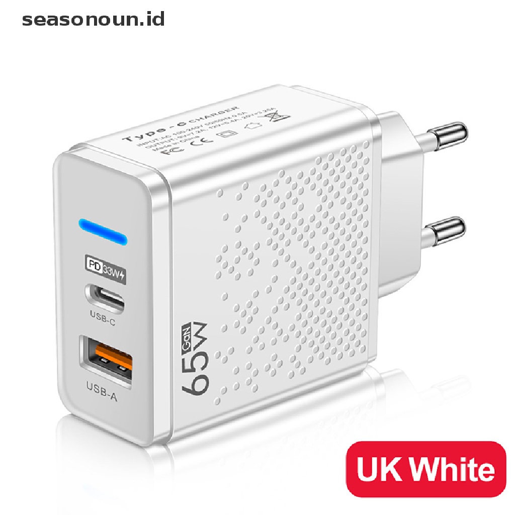 SAMSUNG Seasonoun Fast Charge Charger 65W USB C Charger Untuk iPhone Xiaomi 12samsung Huawei USB Charger Handphone QC 3.0 Adaptor.