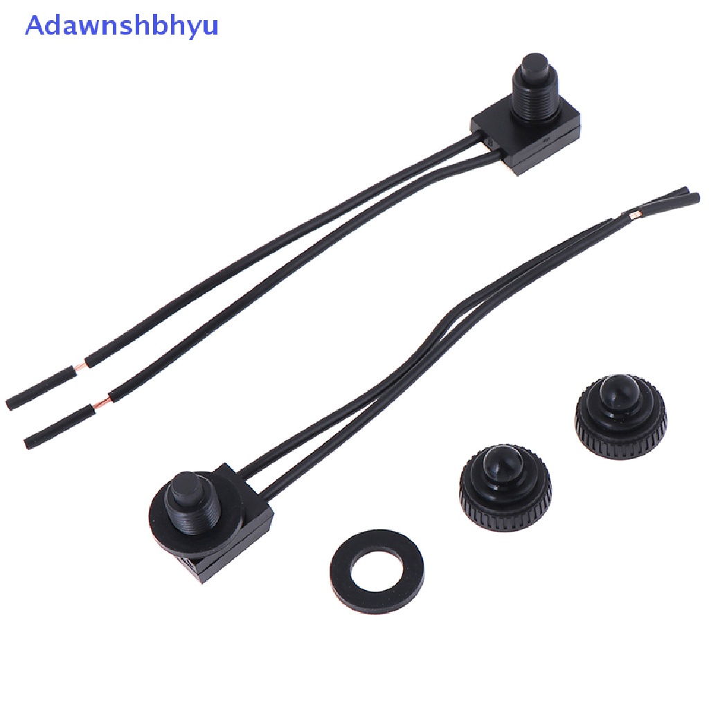 Adhyu 2PCS Saklar On-Off Tombol Tekan Tahan Air 12V Dengan Kawat Timbal 4 "Hitam ID