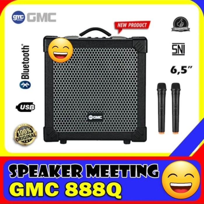 SPEAKER WIRELESS BLUETOOH GMC 888Q / 888 Q FREE 2 MIC  PORTABLE PROFESIONAL KARAOKE - GARANSI RESMI