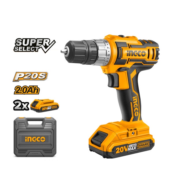 Ingco Mesin Bor Cordless 20V Industrial 2B&1FC + Baterai CDLI200215