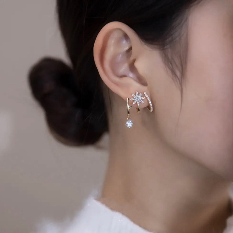 Baru Bertatahkan Zirkon Anting Bunga Emas Wanita Desain Unik Kepribadian Fashion Anting Perhiasan Pernikahan Hadiah Ulang Tahun