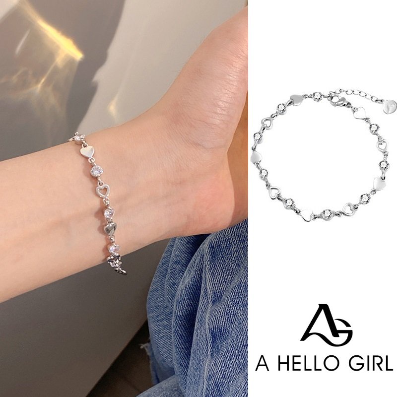 Gelang Zircon Bentuk Hati Model Hollow Untuk Anak Perempuan