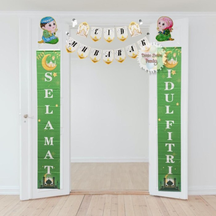 Dekorasi Banner Selamat Idul Fitri / Hiasan Lebaran Spanduk Hijau