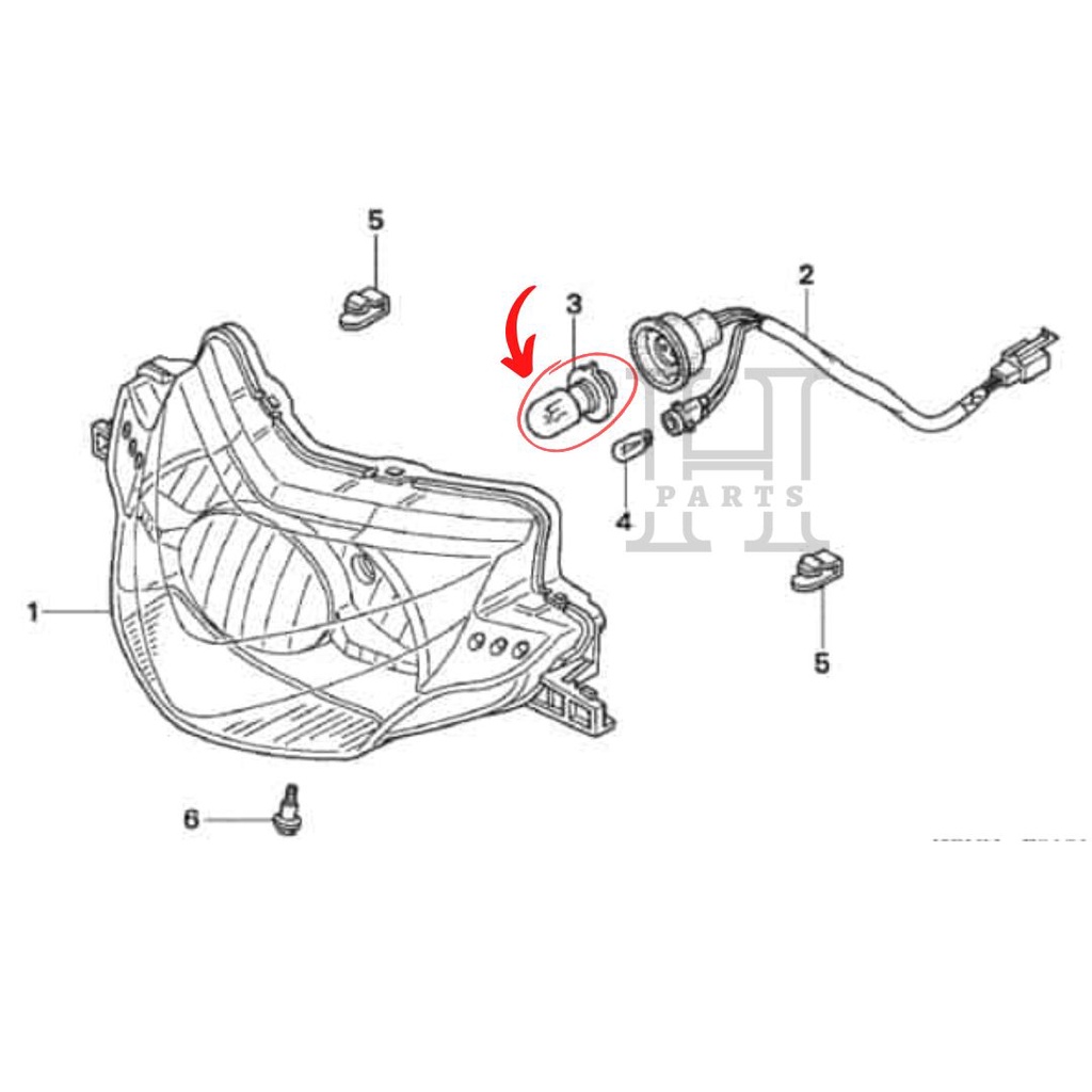 BOHLAM LAMPU DEPAN BULB HEADLIGHT KHARISMA KIRANA  SUPRA X 125 FIT NEW BEAT SPACY SCOOPY REVO BLADE 110 34901-KPH-881 ASLI ORIGINAL AHM HGP HONDA