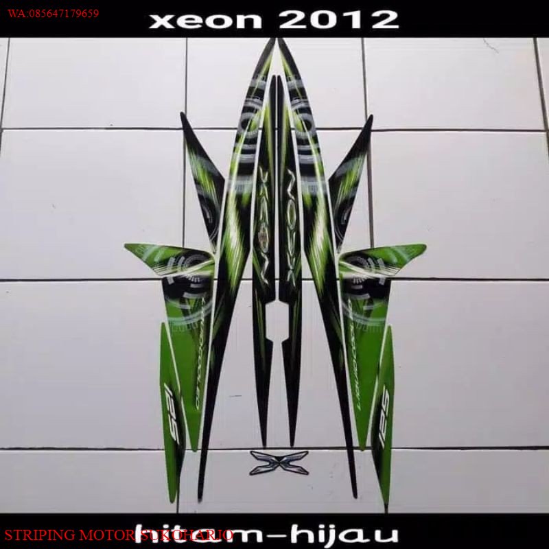 (ORI) Striping Stiker sticker lis body yamaha xeon karbu lama 125 thn 2011 2012 hitam hijau KUALITAS