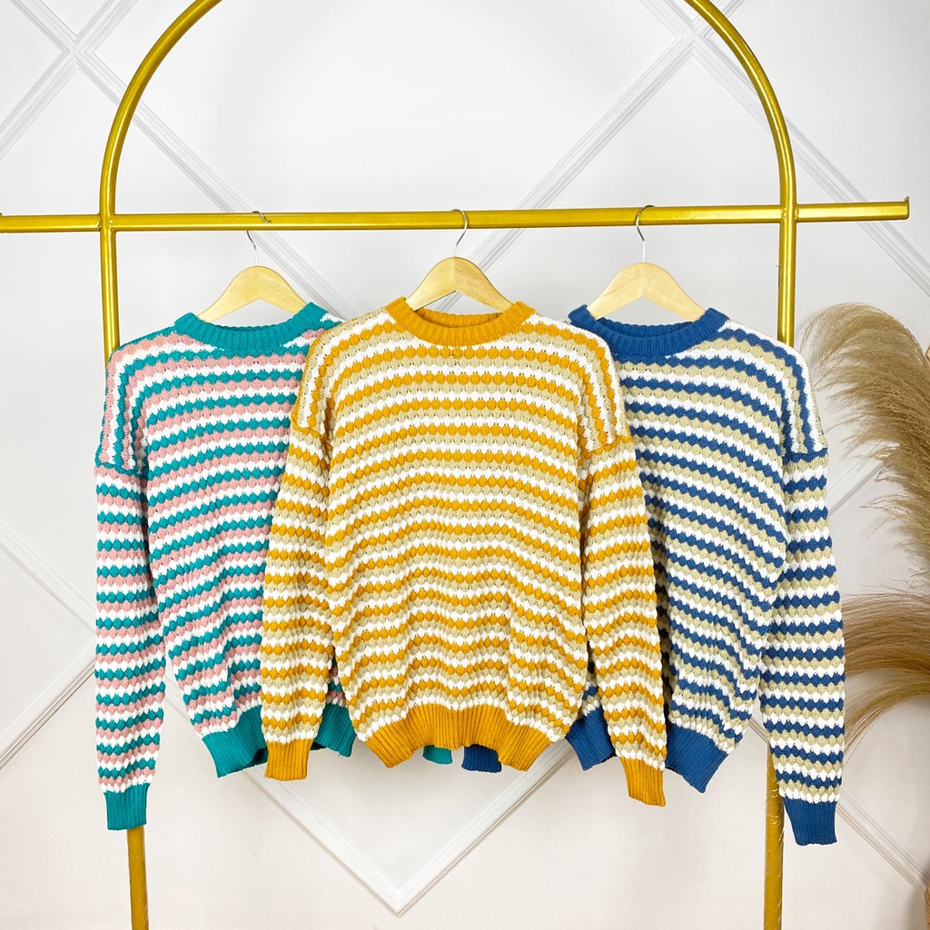 Atasan Rajut Premiuim Queen Popcorn Sweater Rajut Wanita/ Mantel Rajut halus