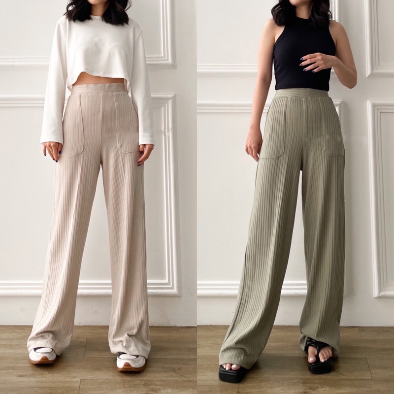 ilook | Cullote Tim Tam Pants | Celana Kulot Knit Highwaist Korea | Celana Wanita