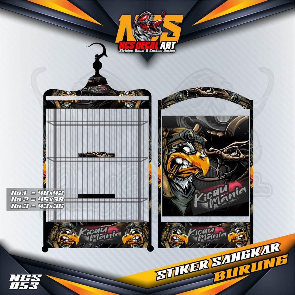 Stiker Decal Kandang/Sangkar Burung Kicau Petarung/KICAU MANIA Kotak - Sangkar Burung Kotak