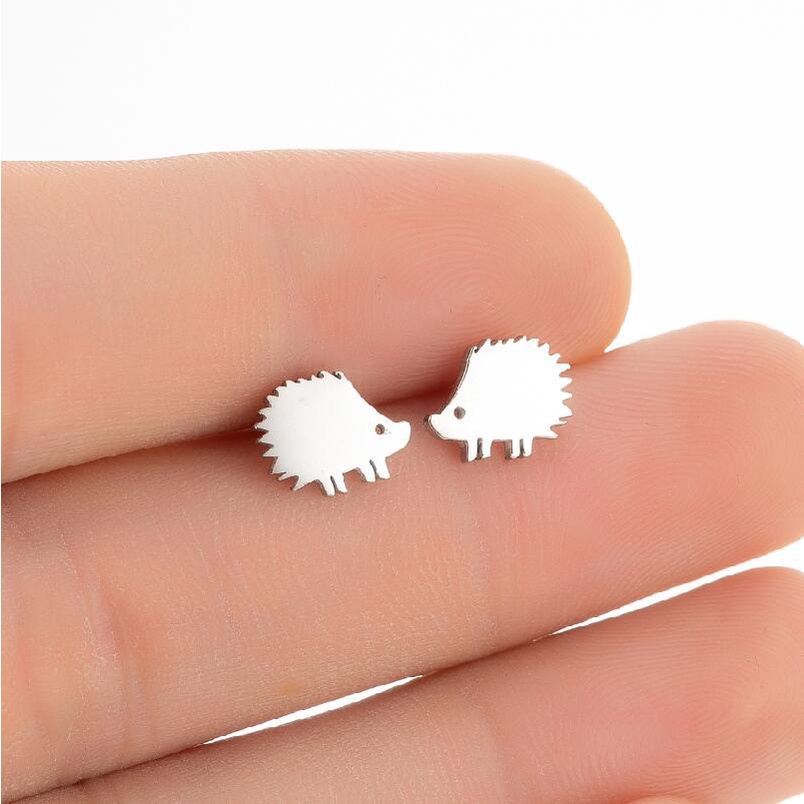 Kepribadian Stainless Steel Hewan Kecil Yang Lucu Ear Studs Untuk Wanita Fashion Indah Landak Anting Aksesoris