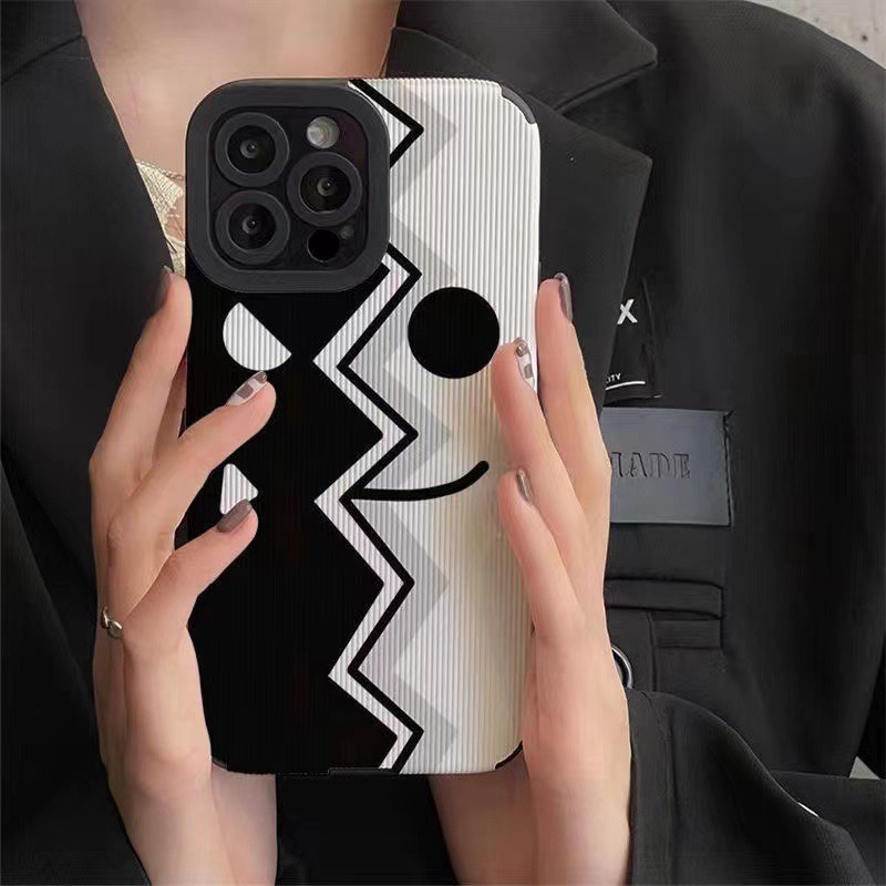 Black &amp; White Clown Soft Case iP iPhone 7 8 Plus SE 2020 X XR XS Max 11 12 13 14 Pro Max FTD Stripe Casing Apple