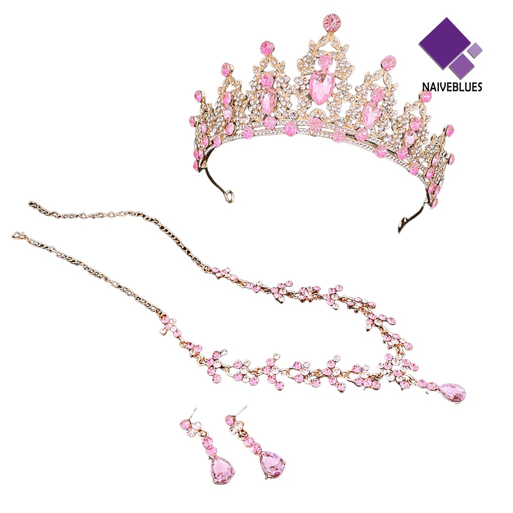 Naiveblue &gt; 3Pcs/Set Wedding Crown Faux Electroplating Berlebihan Bentuk Geometris Dress Up Wedding Dress Aksesori