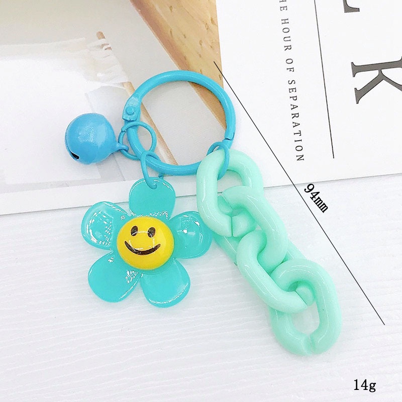 Cod 3D Smile Face Sun Flower Pendant Keychain Universal DIY Aksesoris Untuk iPhone Android OPPO VIVO Huawei Xiaomi Redmi Samsung Semua Telepon Bluetooth Headphone Cases