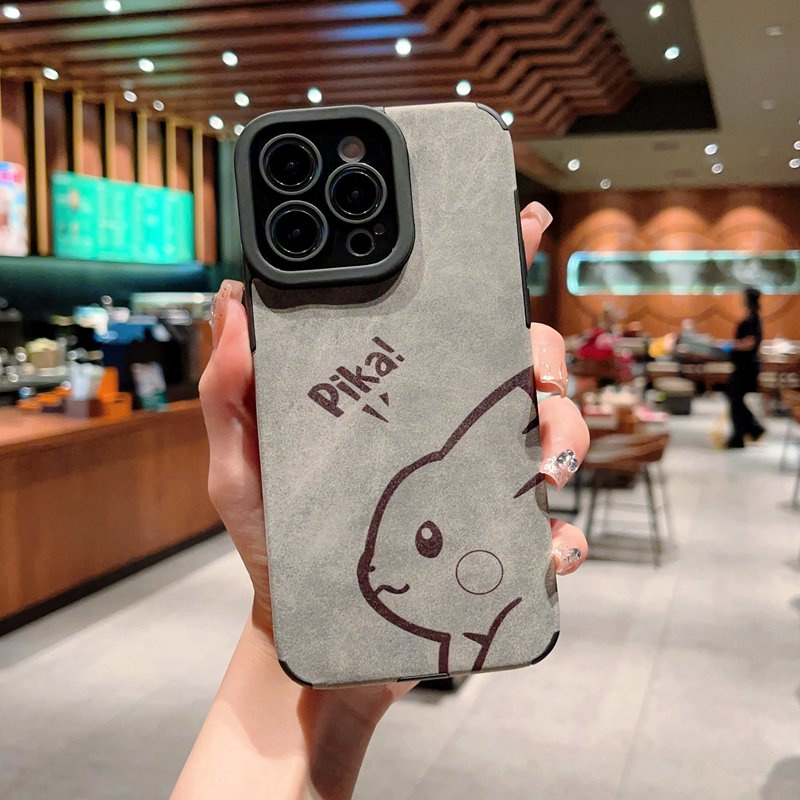 Cool Green Gray Leather Soft Case for IPhone 7 Plus 8 Plus X XS XR XS Max 11 13 12 14 PRO Max 14 Plus SE 2020 2022 Gray Grey Gren PIKACHU