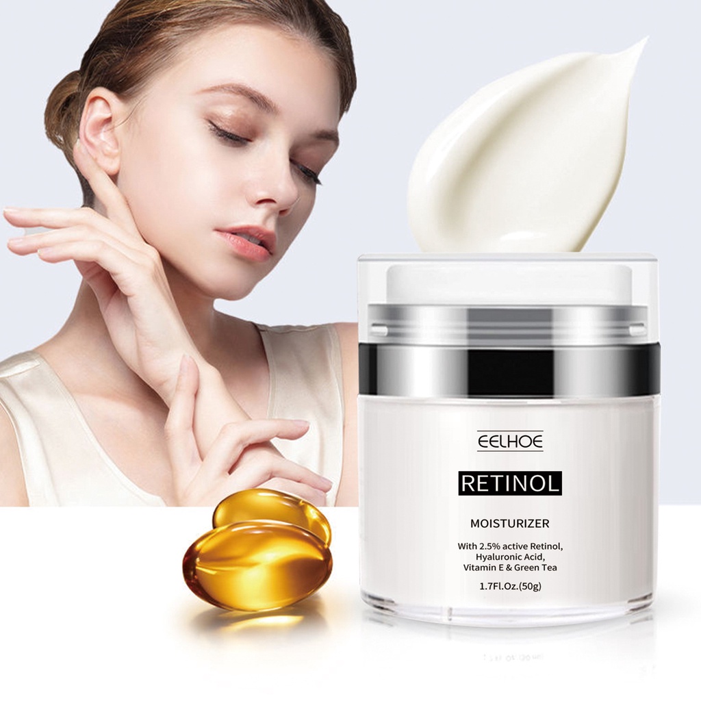 EELHOE Retinol Anti Aging Cream 50Gr-Cream Wajah Untuk Pelembab Wajah Pemutih Mencerahkan Flek Hitam Anti Penuaan dan Kerutan Mengurangi Garis Halus Dan Kantong Mata Jerawat Perawatan Wajah