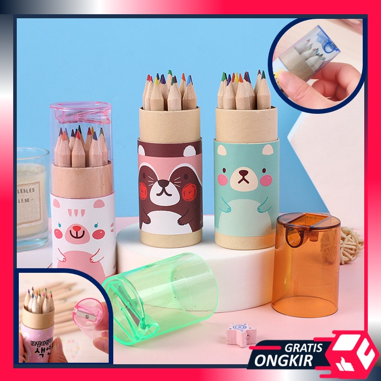 

Gratis Ongkir - S5735 Pensil Warna + Serutan Isi 12 Pcs / Pensil Warna Karakter Kemasan Tabung Murah Import / Pencils High Quality / Pensil Warna Anak