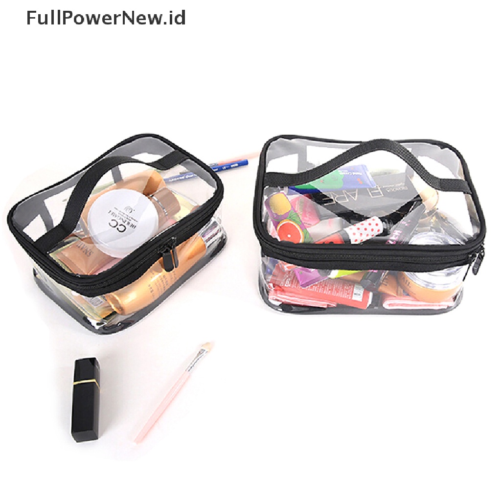 Power Bening Transparan PVC Travel Kosmetik Makeup Alat Mandi Wash Bag Pouch Zipper Bag ID