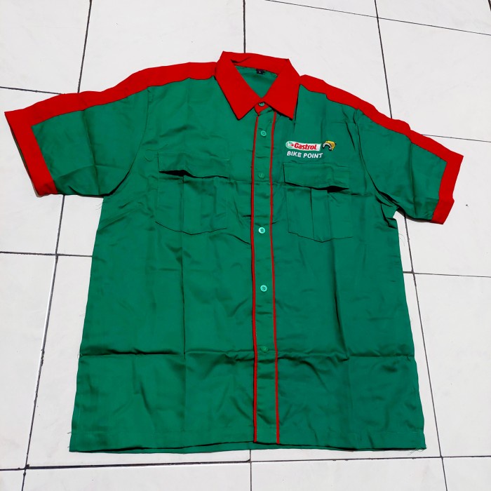 Terlaris Seragam Mekanik Castrol Bike Point Baju Kemeja Mekanik