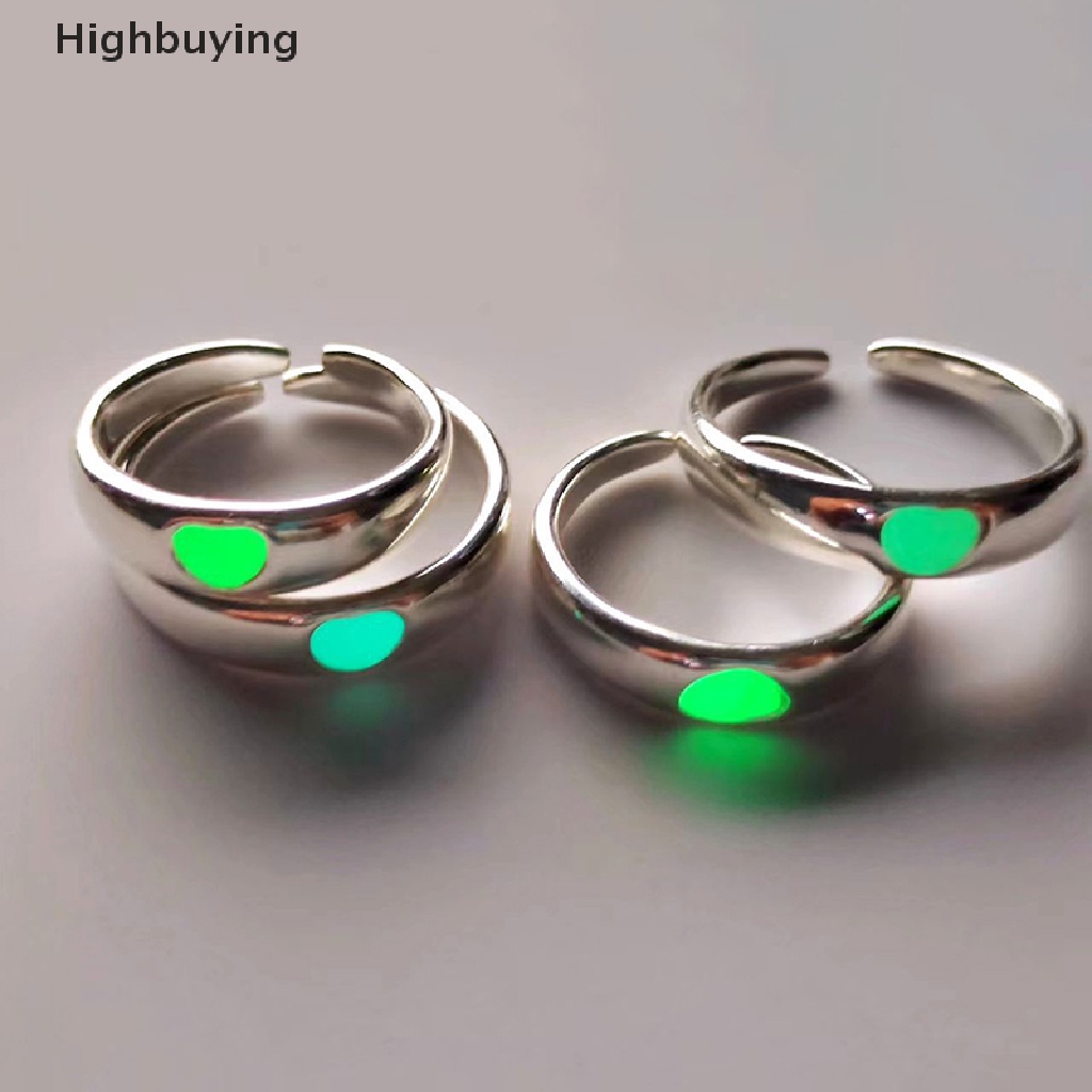 Hbid Baru Cincin Bercahaya Untuk Pasangan Bercahaya Dalam Gelap Cinta Hati Cincin Pasangan Warna Perak Perhiasan Ukuran Yang Dapat Disesuaikan Baru Fashion Rings Glory