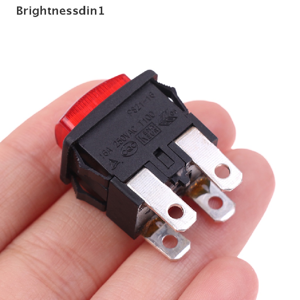 [Brightnessdin1] Red 4Pins 16A Self-Lock On Off Push Button Rocker Switch PS21-16 Dengan Pemanas Cahaya Saklar Sentuh Listrik Untuk Vacuum Cleaner Garment Steamer Boutique