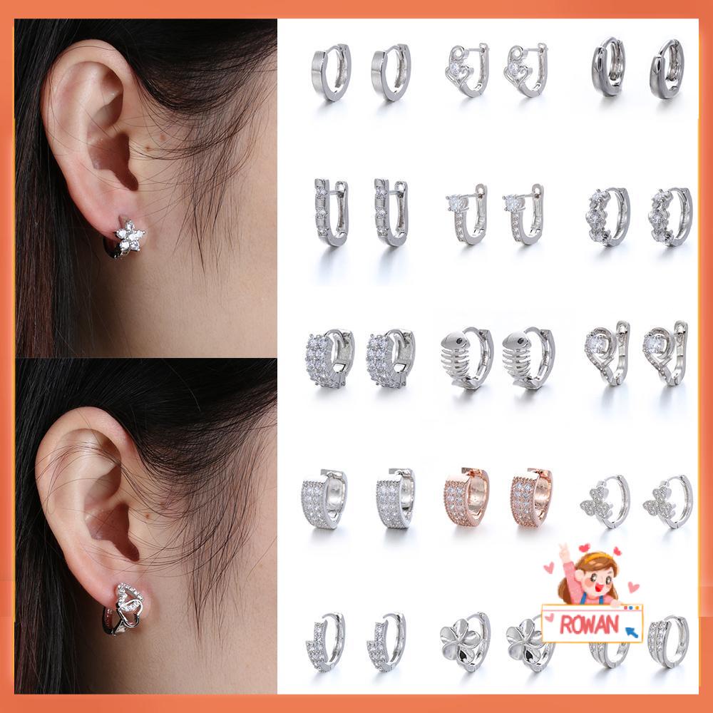 R-flower Earrings Manset Telinga Warna Silver Mewah Baru