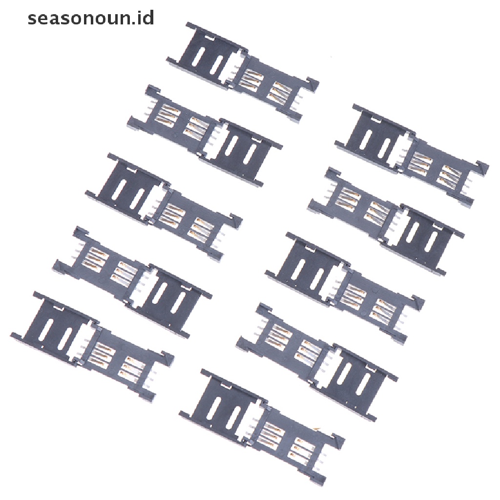 Seasonoun 10PCS Holder SIM Card Soket Kartu 6PIN Konektor Slot SIM Card Untuk Telepon.