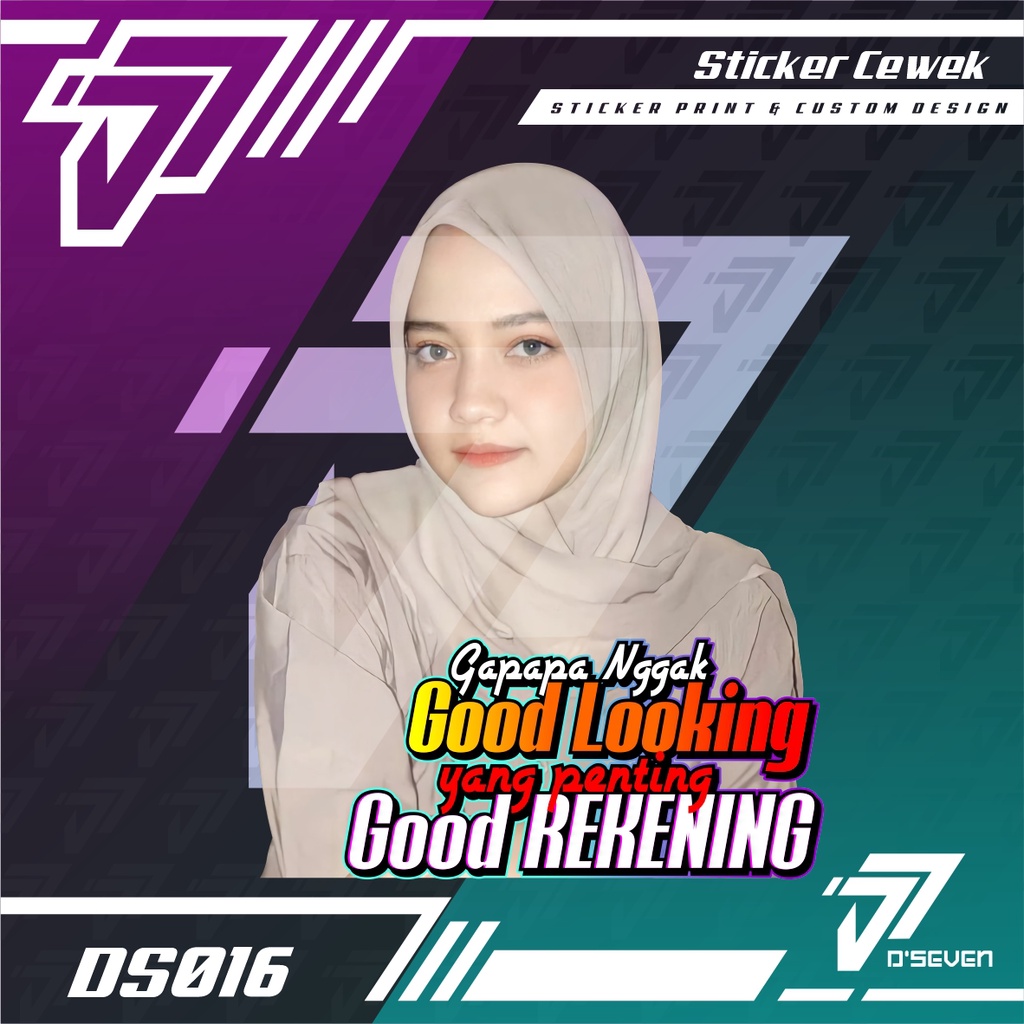 Stiker Foto Cewek Cantik Hijab Vector Custom Bisa Request Foto & Kata-kata - Stiker Mobil / Motor / 