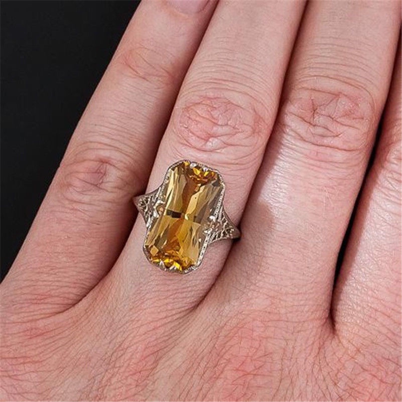 Goldkingdom Aksesoris Perhiasan Fashion Ready Stock Cincin Lady Dengan Topaz Berlubang Keluar