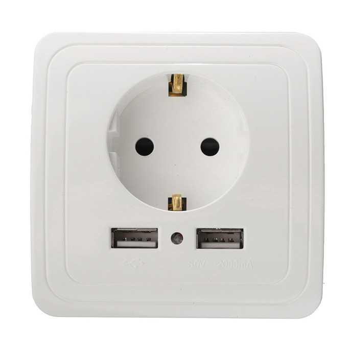 Taffware Stop Kontak Dinding EU Plug dengan 2 USB Port - SCN2 ( Mughnii )