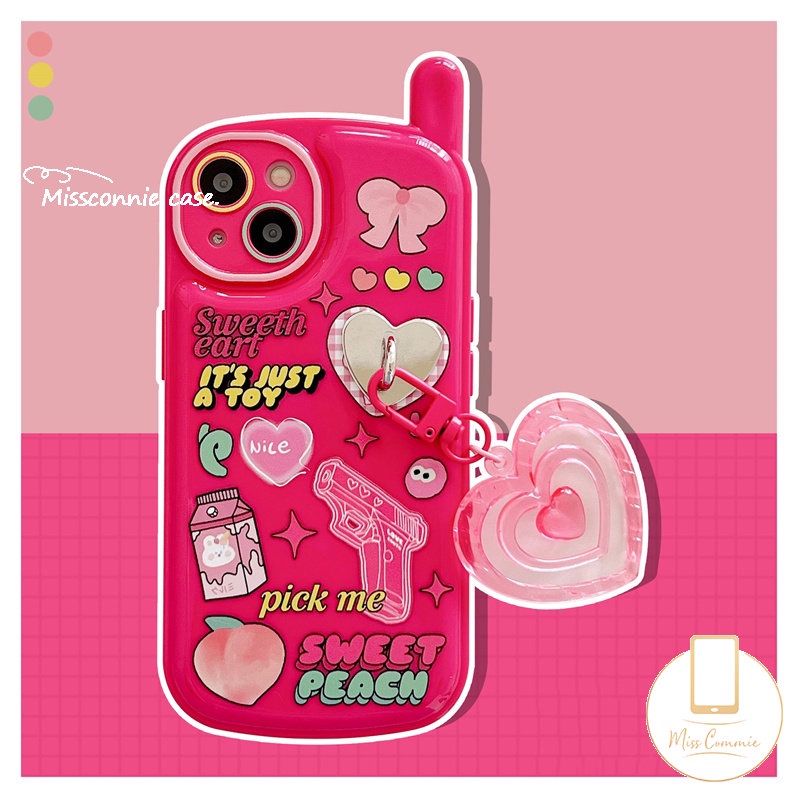 IPHONE Graffiti Cute Rabbit Ikatan Simpul Case Kompatibel Untuk Iphone7 8 Plus XR X11 14 13 12 Pro MAX XS MAX SE 2020 Retro Personal Bentuk Ponsel Seluler Soft Cover Dengan Liontin Cinta Cinta Hati