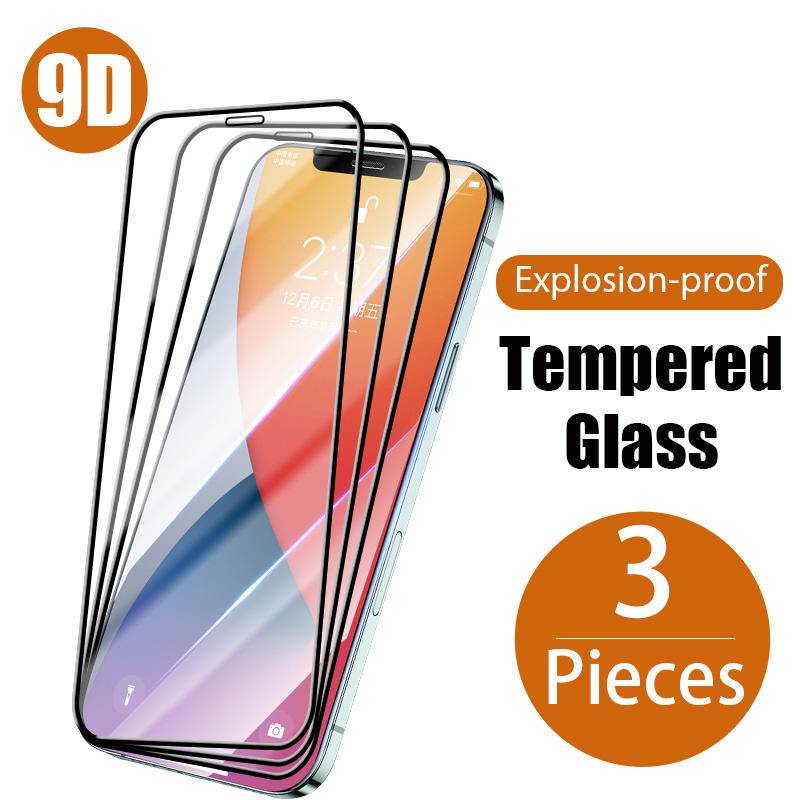 3pcs Full Cover Tempered Glass Untuk Iphone14 13 12 11 Pro MAX Plus Pelindung Layar Kaca Mini Untuk iPhone X XS MAX XR 7 8 6 6S Plus SE 2022 2020 14Plus 13Mini 12Mini Kaca