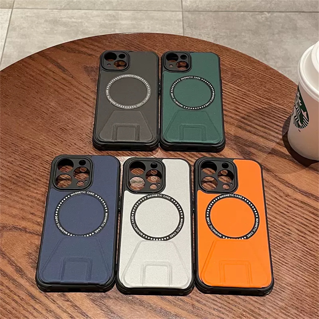 Casing Magnetik+bracket Multi Fungsi iPhone 14 Pro Max Plus case iPhone 11 13 12 Pro Max Kulit Mewah Tertutup Penuh Casing Perlindungan Kamera shockproof