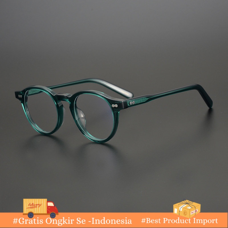 Kacamata Model Terbaru Jepang Jelly Tekstur Piring Kacamata Kacamata Retro Artistik Bulat Frame     