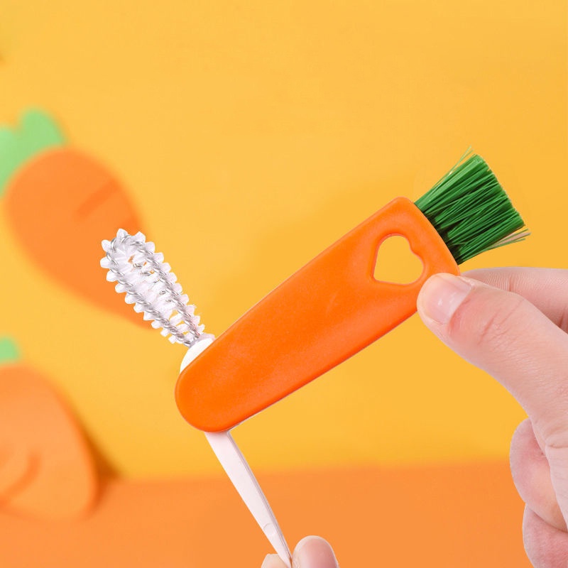 Sikat Pembersih Tutup Gelas Termos 3in1 Dapur Kotak Makan Botol Susu Ring Karet Groove Cleaner Multifungsi Portable Alat Pembersih Celah Tutup Botol