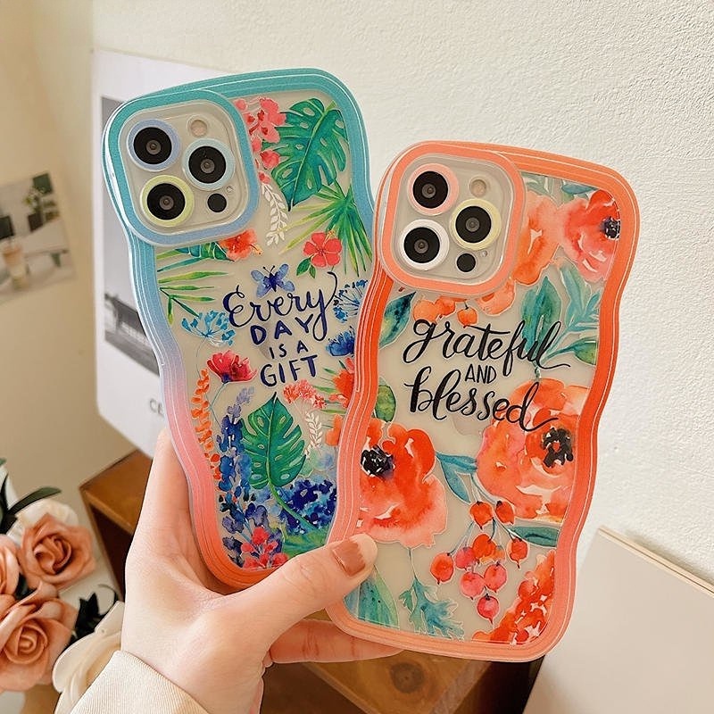 Case OPPO A17 A78 A57 A15 A16 A16K A54 A12 A5S A7 A94 A93 A95 A3S A11k A53 A31 A52 A92 A37 F9 A1K A76 A36 5F A9 2020 Prime Modern Halus Desain Tanaman Bunga Hutan Hujan Populer Sarung