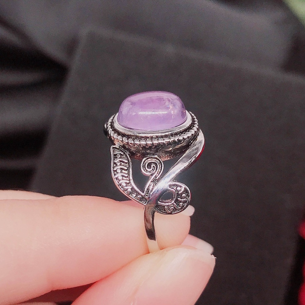 Goldkingdom Aksesoris Perhiasan Fashion Ready Stock Amethyst Ring Untuk Wanita Eropa Dan Amerika Retro Cincin Perak Dengan Berlian