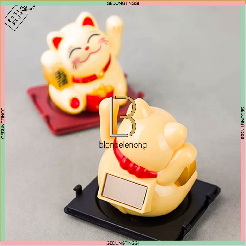 Patung Pajangan Hiasan Boneka Kucing Hoki Rejeki Rezeki Lucky Fortune Cat Keberuntungan Maneki Neko Maneko Neki Mainan Munchkin Keramik Mobil Meja Cina China Jepang Baterai Solar Tangan Goyang Gerak Bergerak Berotot Muscle Jumbo Besar Mini Lucu Imut Murah