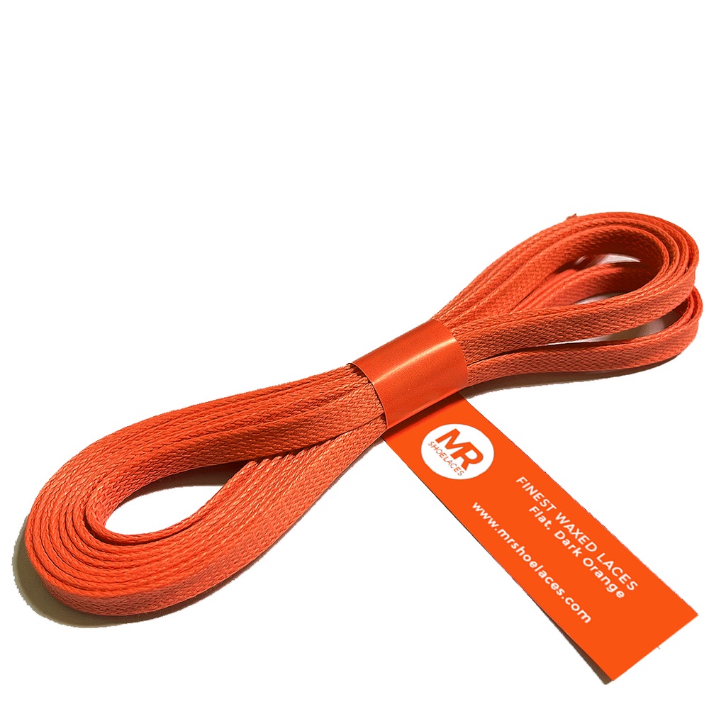 Original MR Shoelaces FA39 Dark Orange (Oren Tua) - Tali Sepatu Lilin 5mm Gepeng Flat Pipih (Waxed Laces) 70cm 80cm 90cm 100cm 120cm 130cm 140cm 150cm 200cm - Premium Shoelace