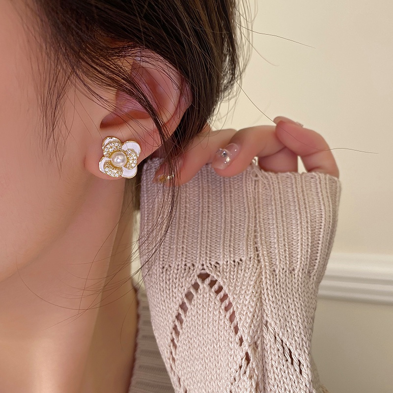 Camellia Earrings Ear Studs S925 Perak Aksesori Perhiasan Telinga Untuk Wanita Perempuan