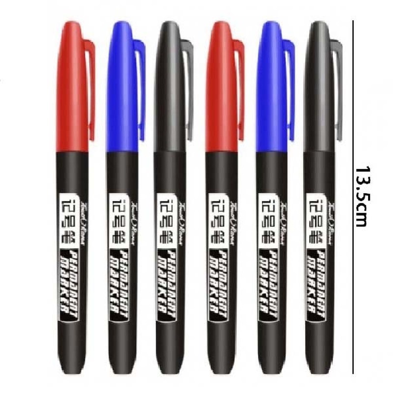 Hitam/merah/biru Penanda Anti Air Cepat Kering Berbasis Minyak/Pulpen Penanda Pengerjaan Tulisan Halus Serbaguna/Spidol Portable Clipable Stationery