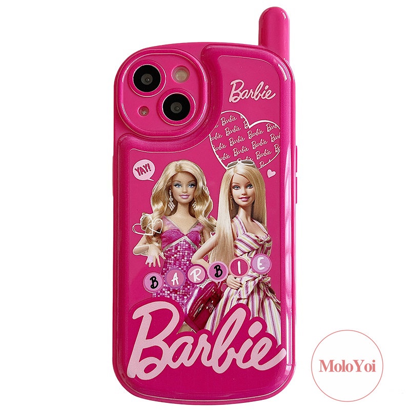 IPHONE Kepribadian Retro Kreatif Bentuk Ponsel Pretty Barbie Case Kompatibel Untuk Iphone11 13 12 Pro MAX XR 14 7Plus 8plus7 8 Plus X XS MAX Soft Phone Cover